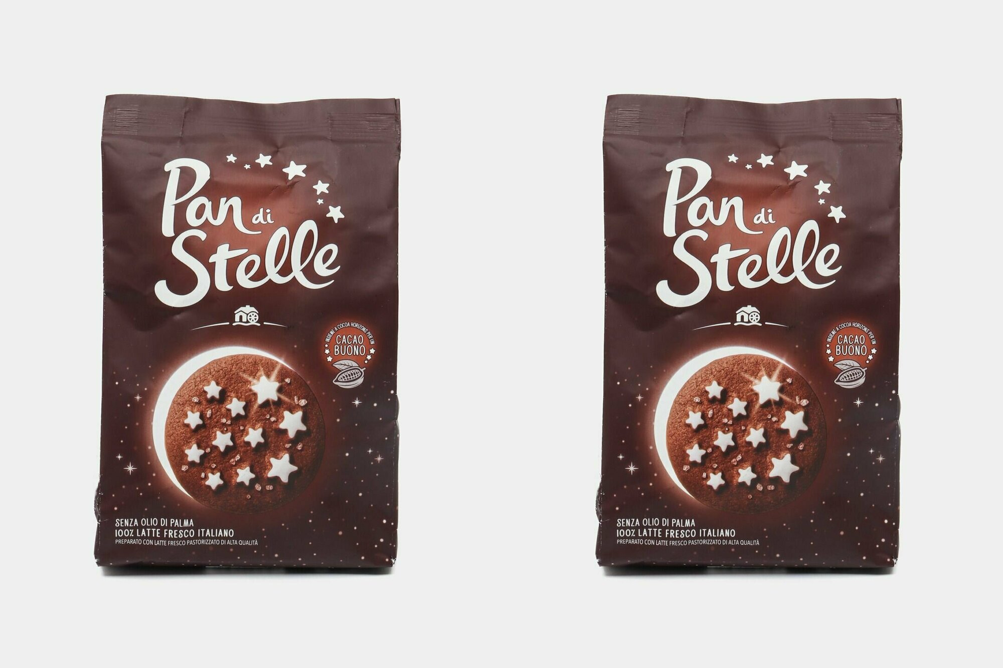Mulino Bianco Печенье Pan di Stelle с какао и шоколадом, 350 г, 2 уп - фотография № 1