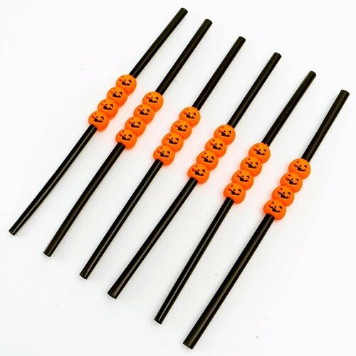 Трубочки для коктейля Тыква цвет чёрный набор 6 шт 481₽