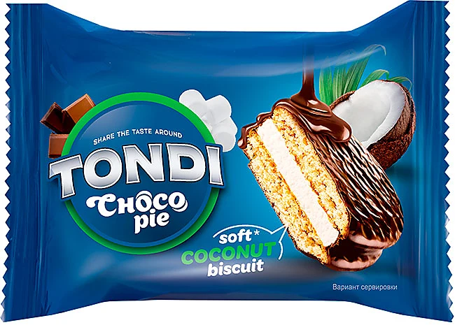 Tondi, печенье choco Pie, кокосовый (коробка 2,13 кг)