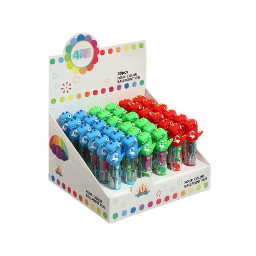 Ручка шариковая автоматическая мини, 4-х цветная, Дракон, микс, 36 штук ручка шариковая автоматическая мини