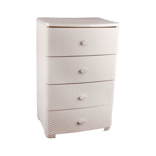 фото Комод 4 секции плетенка СЛ. кость широкий 555*445*875 альтернатива