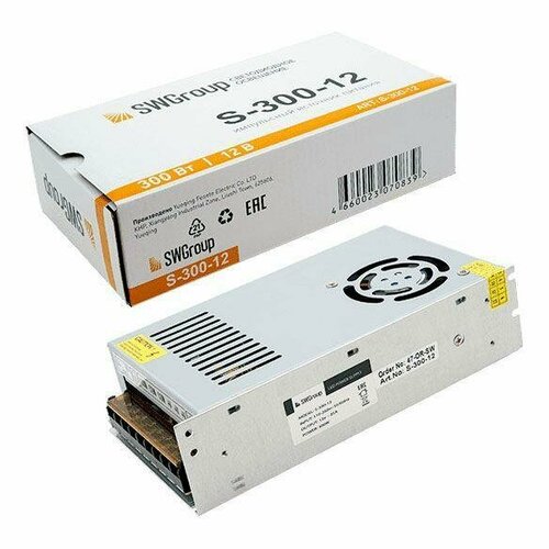 Блок питания SWG 12V 300W IP20 25A S-300-12 000117 блок питания ac dc 12v 300w 00 00002381 t 300 12 кожух без вентилятора