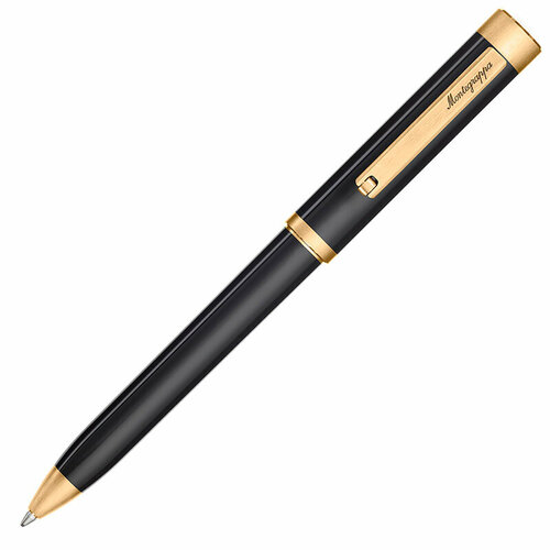 Шариковая ручка Montegrappa Zero Black Yellow Gold IP. Артикул ZERO-YG-BP шариковая ручка montegrappa zero zodiac gemini близнецы yellow gold ip steel артикул zz gm bp