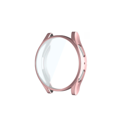 Защитный бампер-чехол MyPads Protect из тончайшего и прочного силикона для Samsung Galaxy Watch 5 (44 mm) с противоударными свойствами, розовый