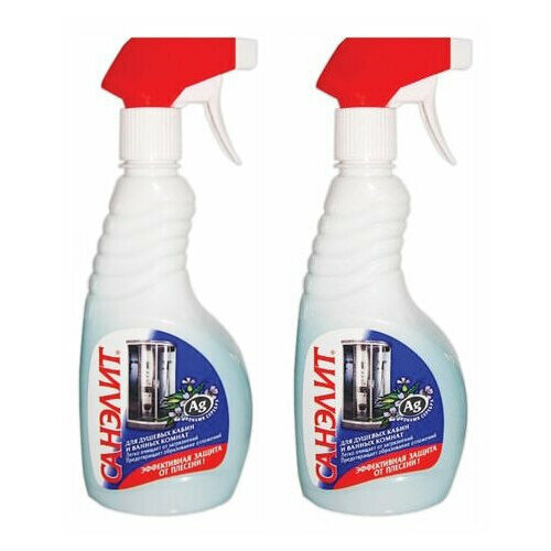 Средство по уходу за ванной, Санэлит, с эффектом антиплесень, для душевых кабин, с дозатором, 500 мл, 2 шт