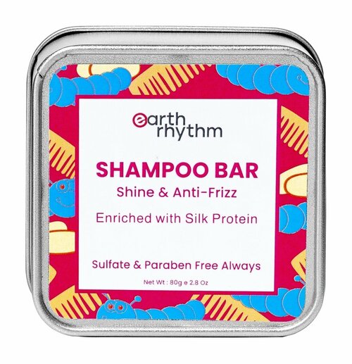 EARTH RHYTHM Shampoo Bar Твердый шампунь для волос c протеинами шелка Сияние и гладкость, 80 г