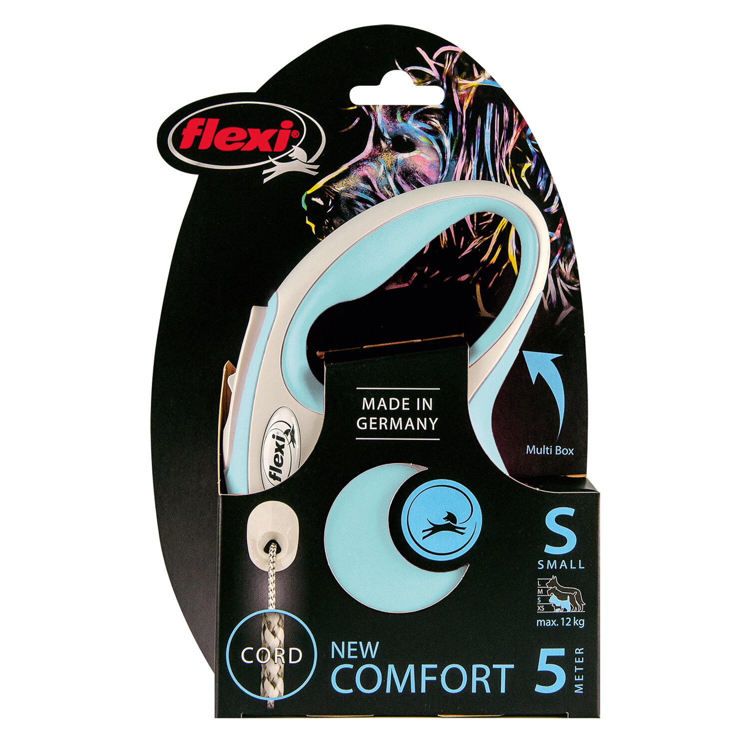 Рулетка FLEXI NEW COMFORT S трос 5м до 12кг светло-голубой