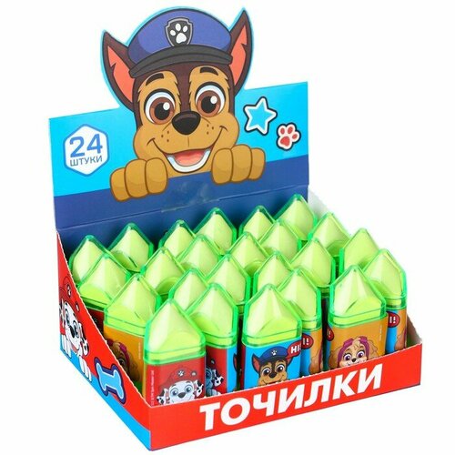 Точилка с ластиком, пластиковая, PAW PATROL, 24 штуки