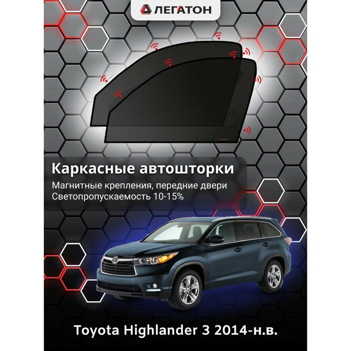 Легатон Каркасные автошторки Toyota Highlander, 2014-н.в., передние (магнит), Leg3562