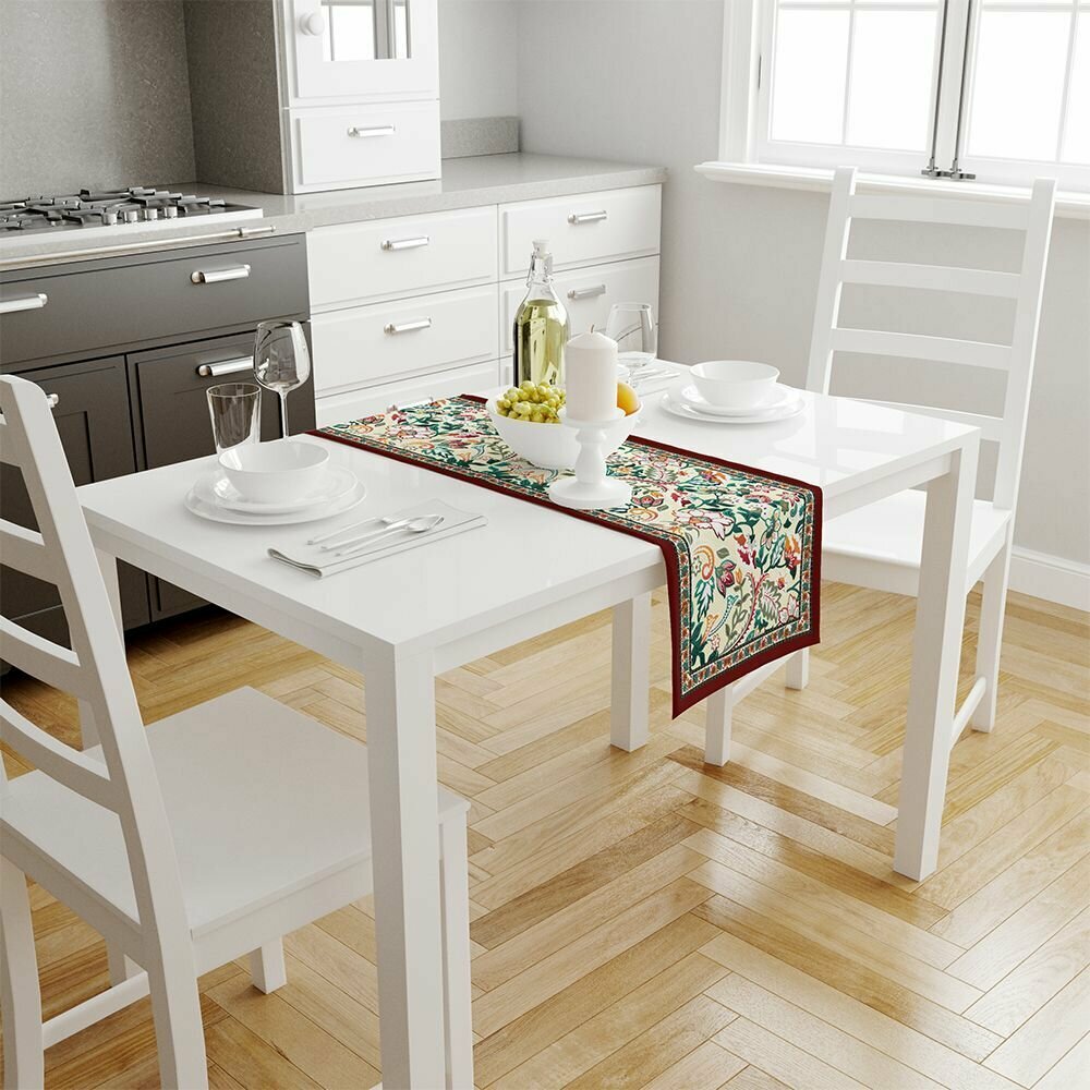 фото Дорожка для стола от бренда AdaWall: размер 45*140 см, ткань 100% полиэстер, текстура Лен, производство Турция