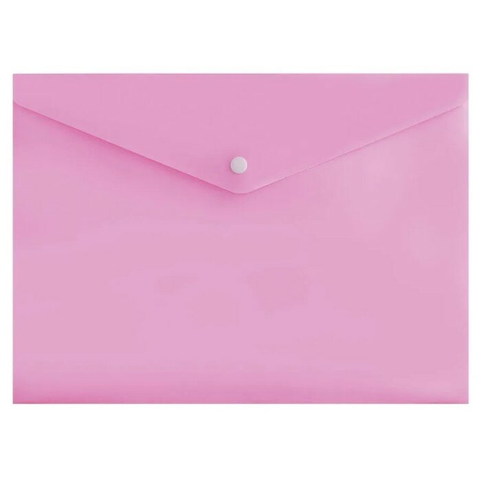 Папка-конверт на кнопке А4 180 мкм Calligrata Pastel, полупрозрачная, розовый леденец (10шт.)