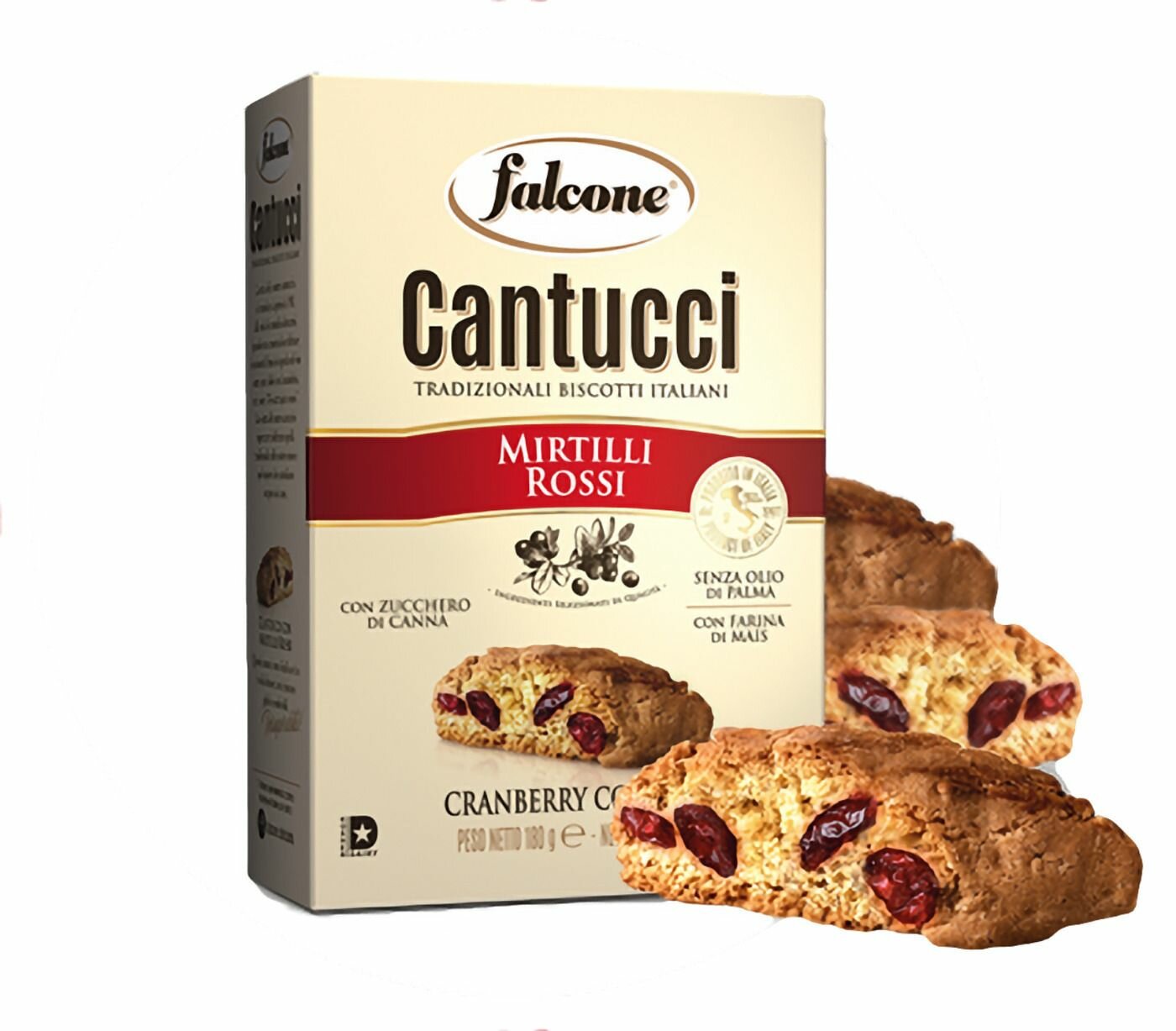 Печенье Falcone Cantucci Кантуччи с клюквой, 180 гр