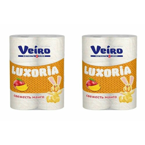 Veiro Туалетная бумага Luxoria Aroma Манго, трёхслойная, 6 шт/уп, 2 упаковка туалетная бумага veiro luxoria свежесть манго 6 рул белый