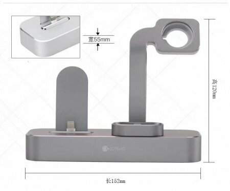 Настольная станция COTEetCI CS7201-GY BASE 19 3-in-1 + Lightning + AirPods + iWatch, серый — фото 5