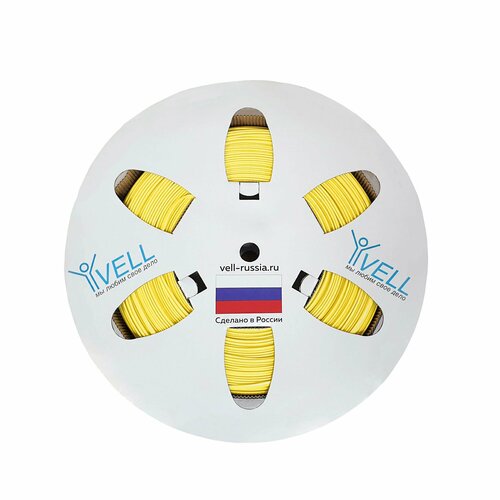 Профиль ПВХ овальный Vell YL-036 для маркировки проводов, Ø 3,6 мм, 200 метров, желтый, аналог Partex PO-06 (самозатухающий) {378022}