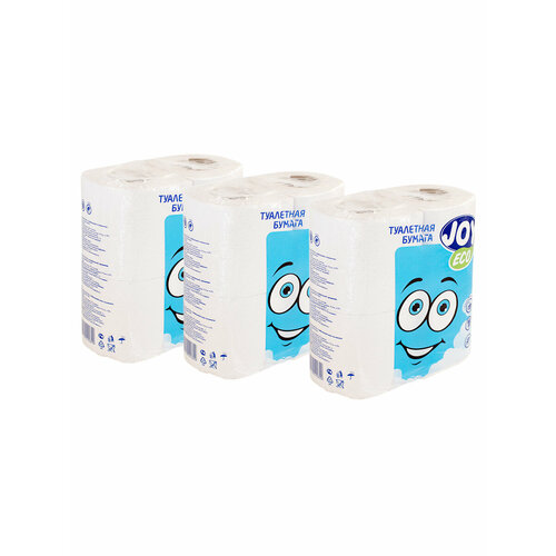 JOY Eco туалетная бумага белая двухслойная, 3 уп. по 4 рул.