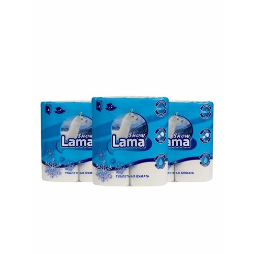 Туалетная бумага Snow Lama Classic белая двухслойная, 3 уп. по 4 рул.