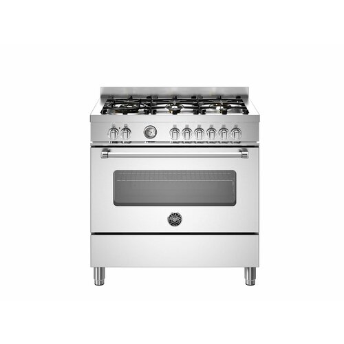 MAS96L1ENET Варочный центр Bertazzoni, 6 конфорок, электрический духовой шкаф, Master, 90 см Черный матовый