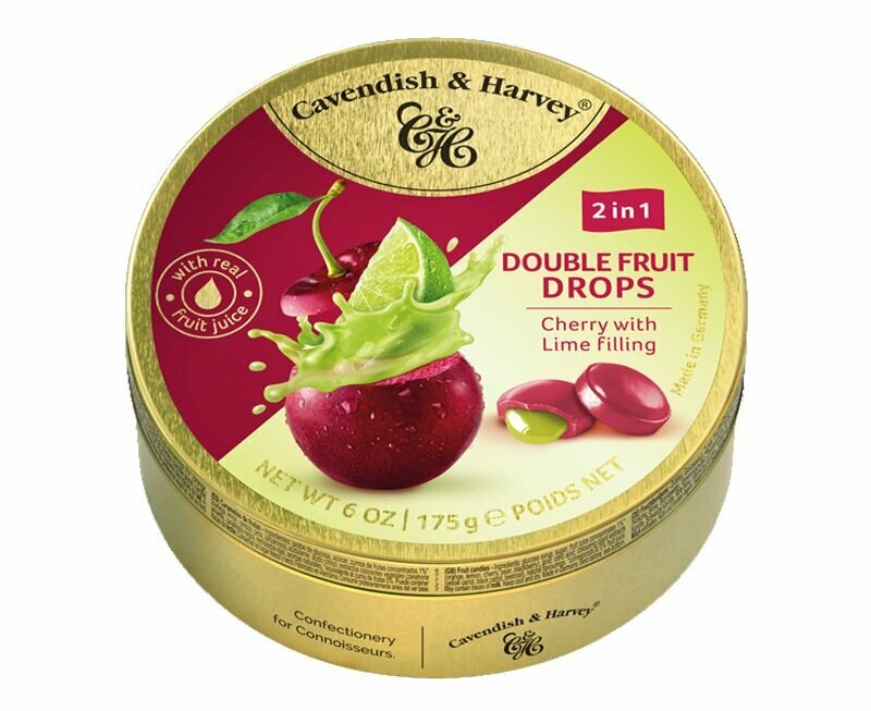 Леденцы Cavendish & Harvey с жидким центром Double Fruit Drops Вишня с начинкой из Лайма 175 г