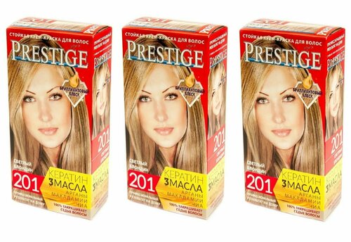 VIPS Prestige Краска для волос 201 Cветлый блoндин, 100 мл, 3 штуки