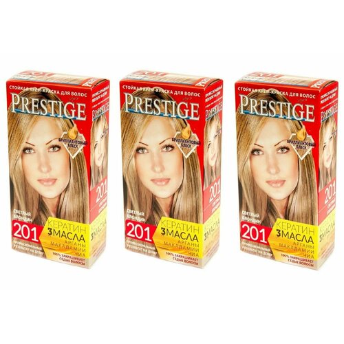 VIP'S Prestige Краска для волос 201 Cветлый блoндин, 100 мл, 3 штуки