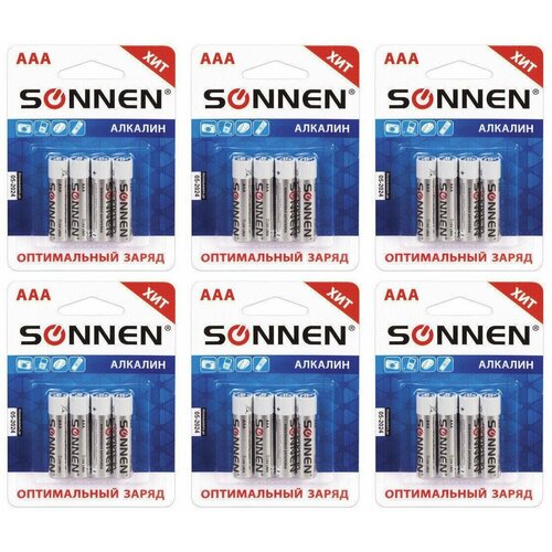 Sonnen Набор батареек ААА (LR03), 4 штуки, алкалиновые, 1,5 В, 6 уп.