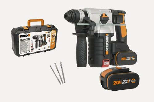 Изображение товара Перфоратор аккумуляторный бесщеточный WORX WX380, 20В, 4Ач x2, ЗУ 2А, кейс