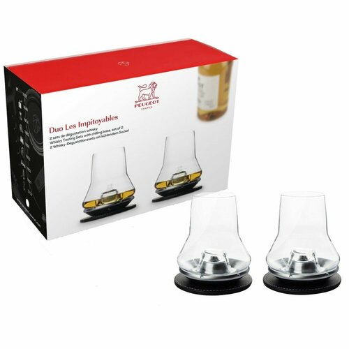Набор из 2 бокалов для дегустации виски с охлаждающей деталью и кожаной подставкой 380 мл стекло Peugeot Франция 266158 14860₽