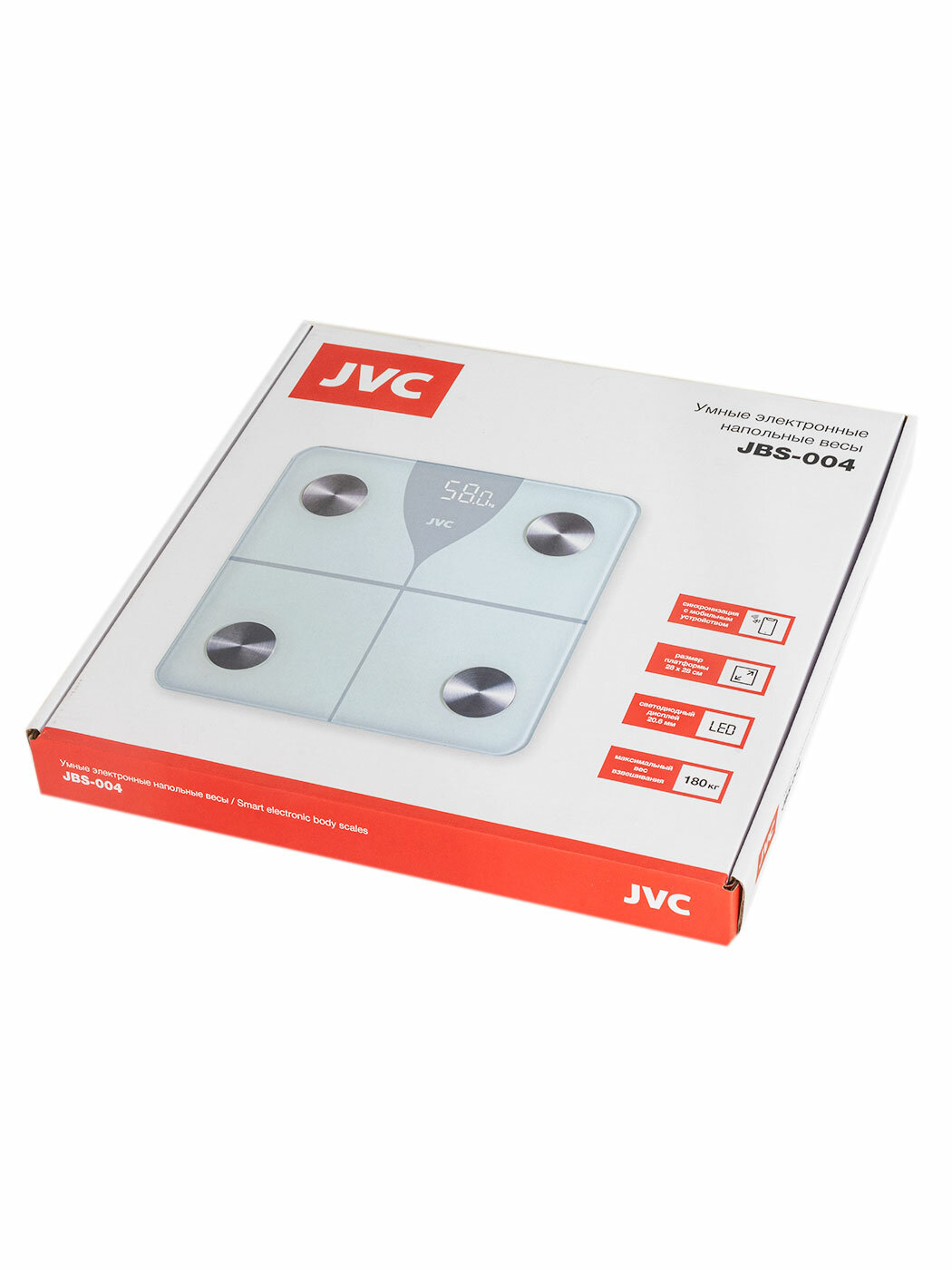 SMART напольные весы JVC управление со смартфона, до 180 кг, функции BMI, AMR, BMR, измерение жира, жидкости, мышечной и костной ткани - фотография № 8