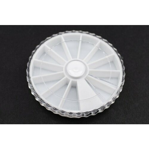 Контейнер для мелочей круглый 12 ячеек, диаметр 65см, высота 1,3см, цвет белый, пластиковый, 1005-091, 1шт