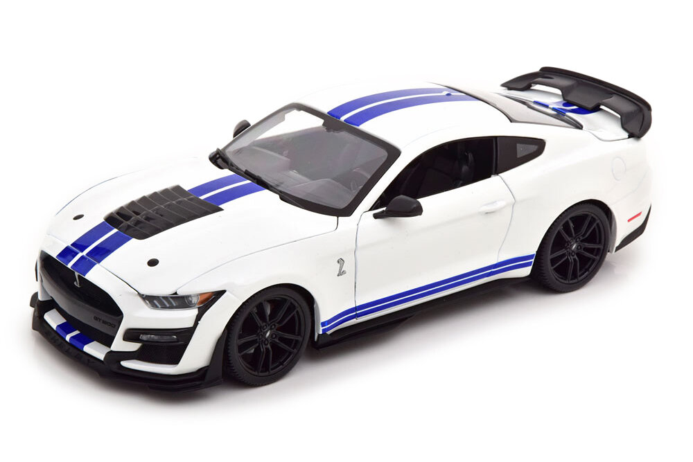 Ford mustang shelby GT500 2020 white w/blue stripes / форд мустанг шелби ГТ500 белый