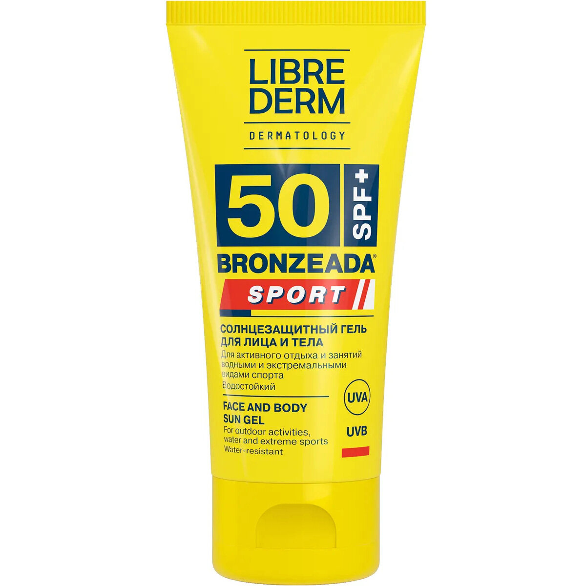 LIBREDERM Cолнцезащитный гель для лица и тела, водостойкий, Спорт, SPF50, BRONZEADA, 150 мл, Librederm