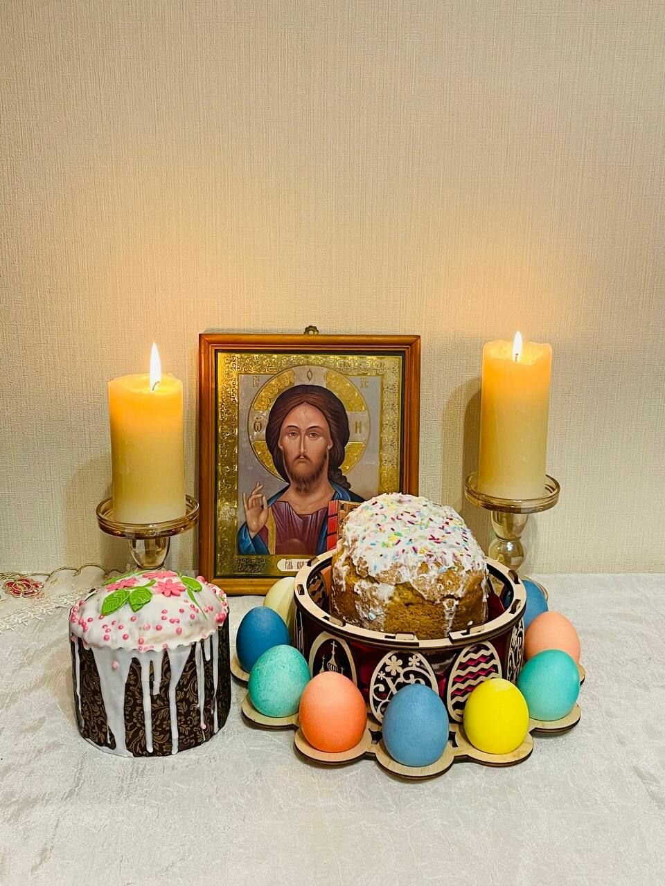Пасхальная подставка для 12 яиц и 1 кулича — фото 1