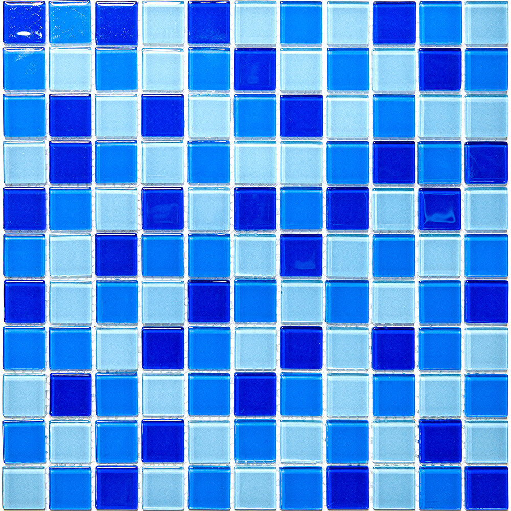 Мозаика Mir Mosaic Natural Color palette голубая стеклянная 300х300х4 мм глянцевая