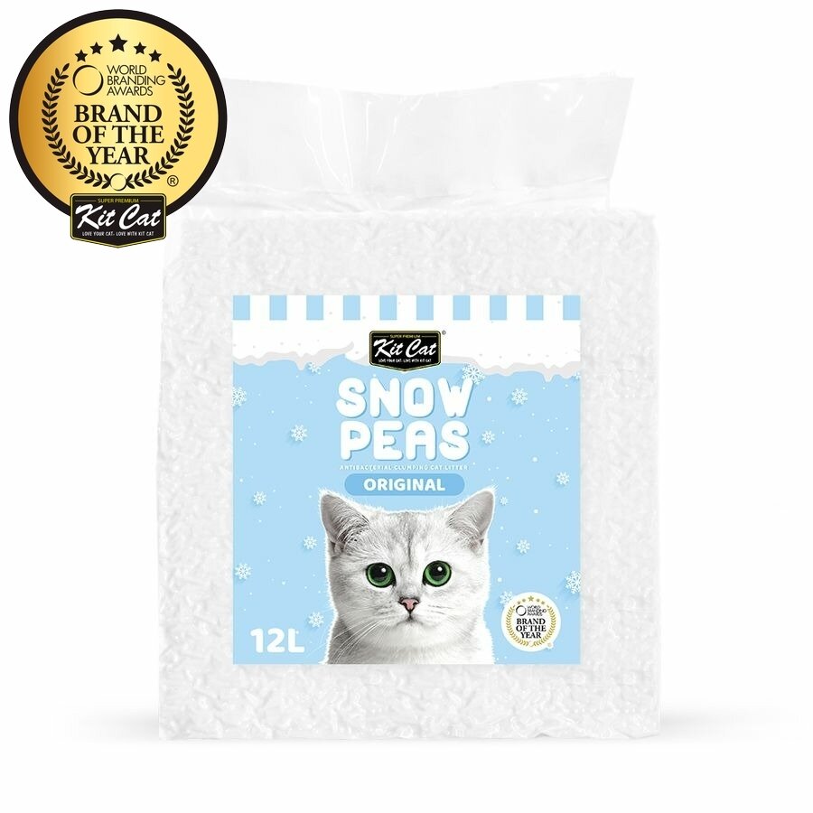 Kit Cat Snow Peas наполнитель для туалета кошки биоразлагаемый на основе горохового шрота оригинал 12 л