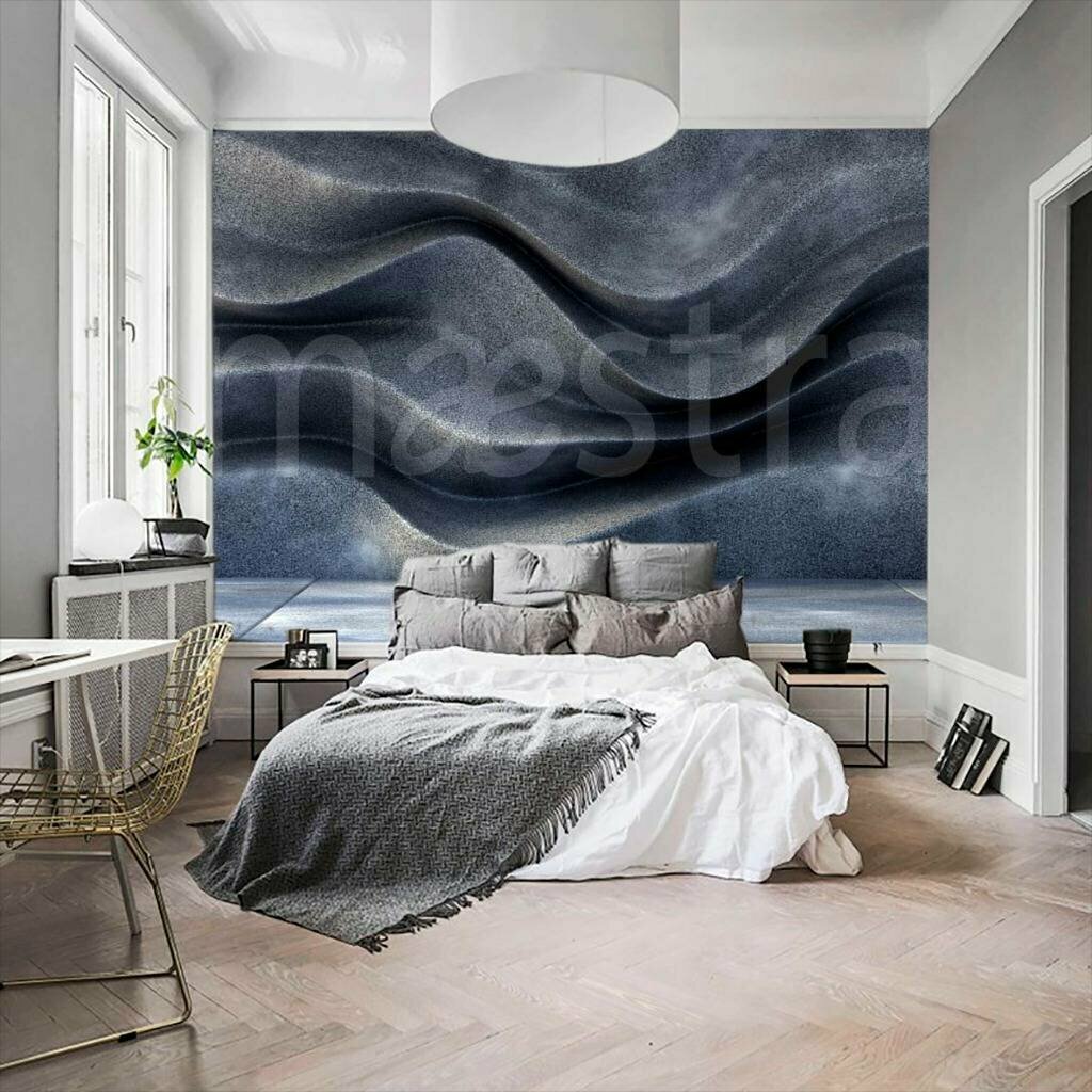 фото Фотообои 3д черные волны 275x489 (ВхШ), бесшовные, флизелиновые, MasterFresok арт 10-471