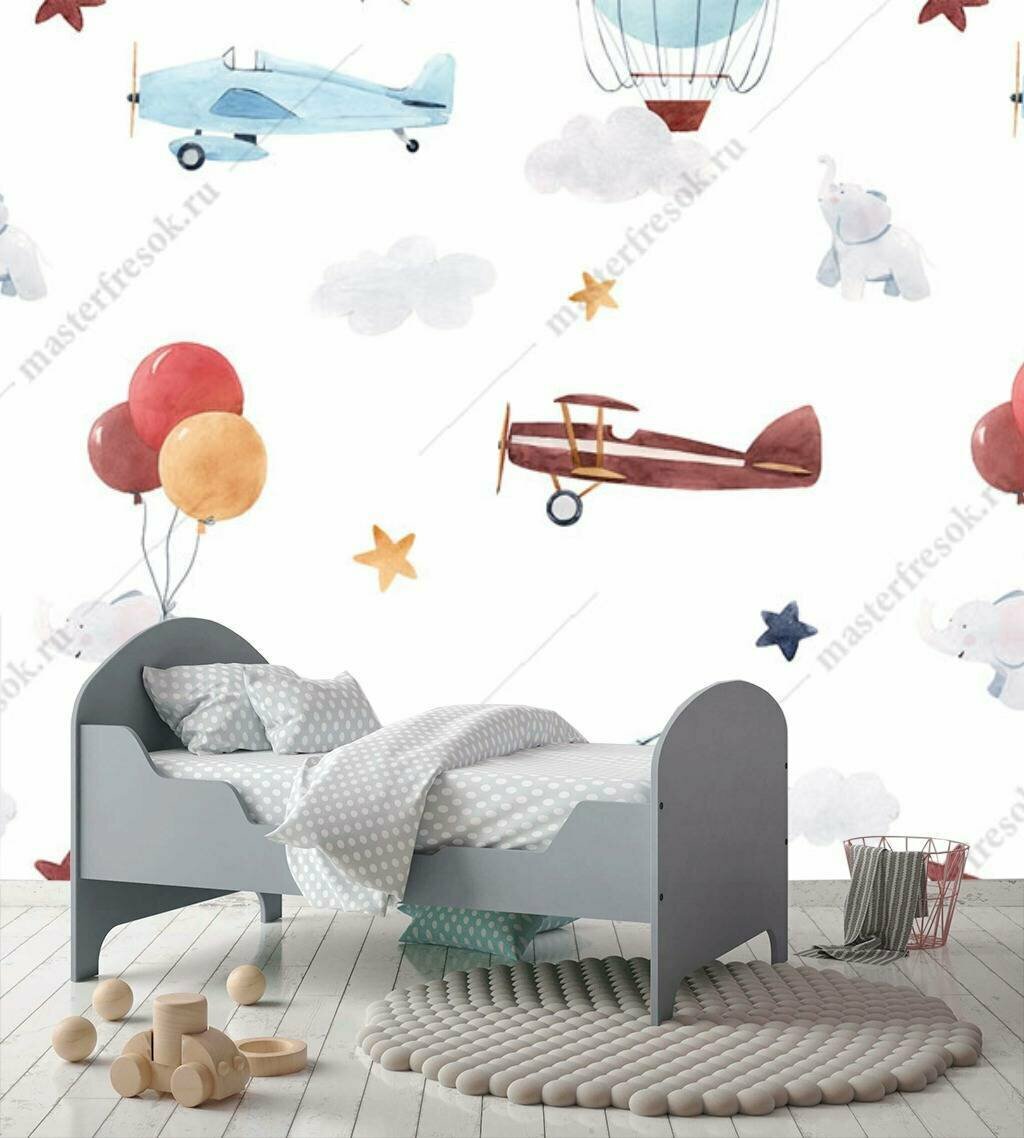 Фотообои Самолетики и воздушные шары 275x550 (ВхШ), бесшовные, флизелиновые, MasterFresok арт 12-654
