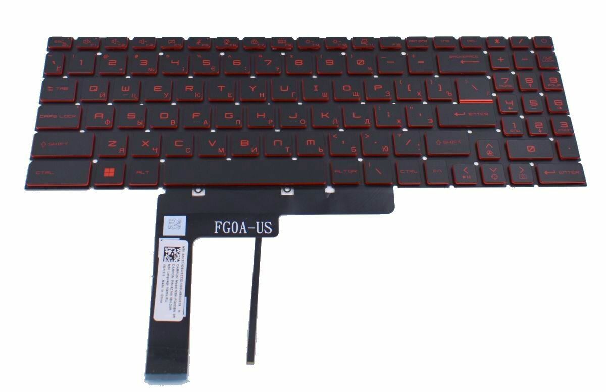 Клавиатура для MSI GF76 Katana 11SC ноутбука с красной подсветкой