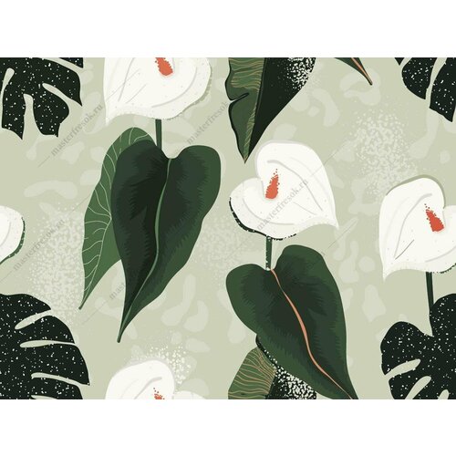 Фотообои Белый антуриум 275x367 (ВхШ), бесшовные, флизелиновые, MasterFresok арт 9-1121