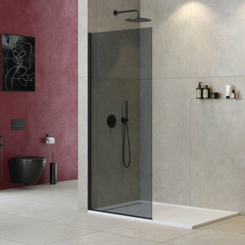 фото Душевая перегородка универсальная с односторонним входом CEZARES LIBERTA-L-1-TB-90-GR-NERO