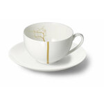 Чашка чайно-кофейная с блюдцем Dibbern Золотой лес Белый декор 250 мл - изображение