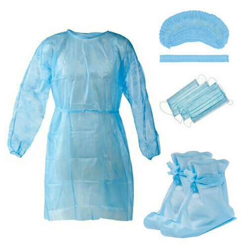 Комплект одежды защитный стерильный (халат, шапочка, маска, бахилы), NF