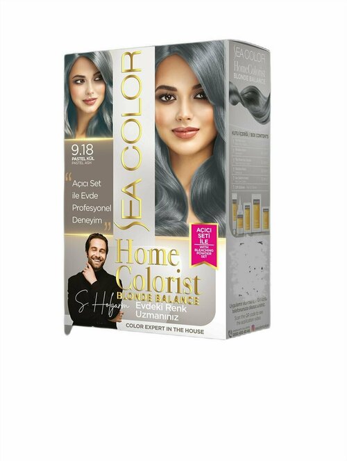 SEA COLOR Набор для окрашивания волос HOME COLORIST HAIR DYE KIT 9.18 Пастельный пепел