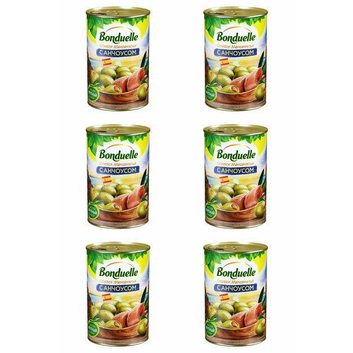 Bonduelle Оливки Мансанилья фаршированные анчоусом, 300 г, 6 шт