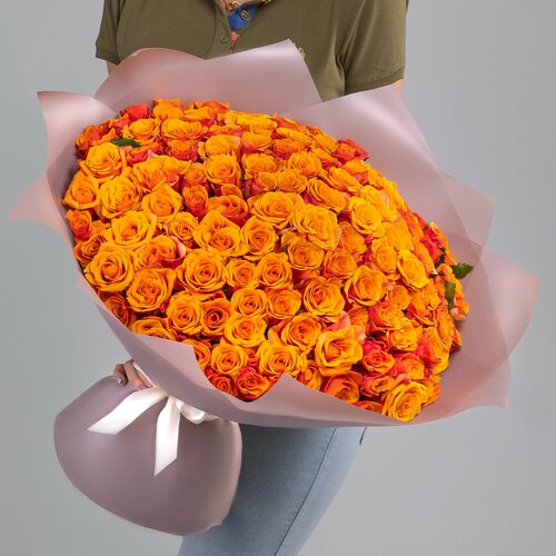 101 Оранжевая Роза (50 см.)