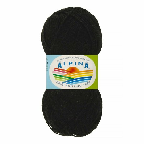 Пряжа ALPINA "HOLLY" 100% мерсеризованный хлопок 50 г 200 м №002 черный