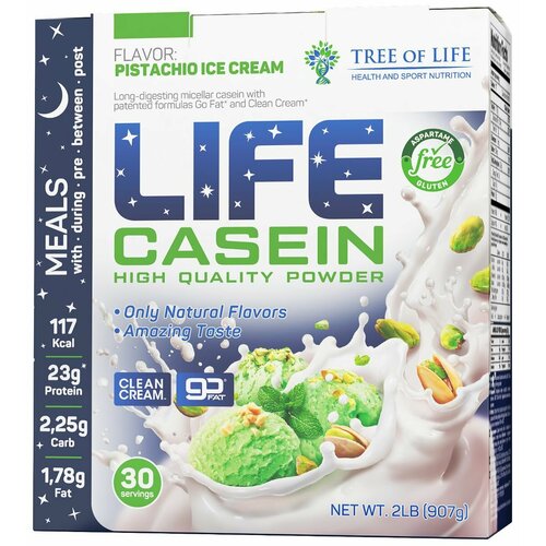 Tree of Life Life Casein 907 гр (фисташковое мороженое) протеин notbad casein 600 гр фисташковое мороженое