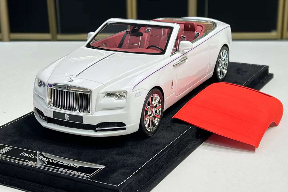 Rolls-royce dawn 2022 white / роллс-ройс давн белый обсидиан (тираж модели 30 экземпляров) — фото 1