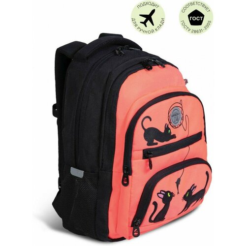 Рюкзак школьный GRIZZLY RG-262-2/2 черный - оранжевый