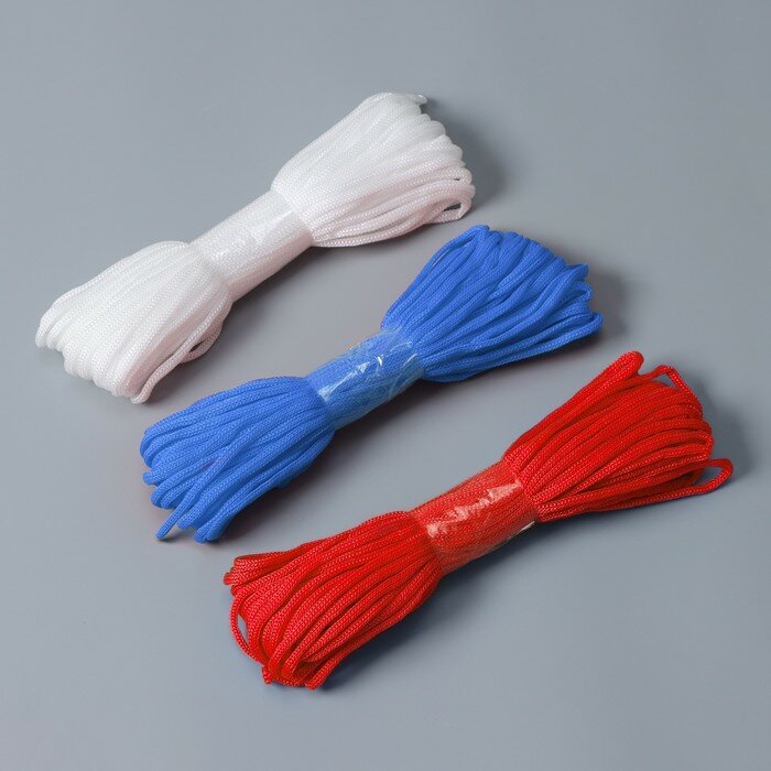Набор бытовых шнуров «Триколор» d=4 мм 20 м цвет белый синий красный